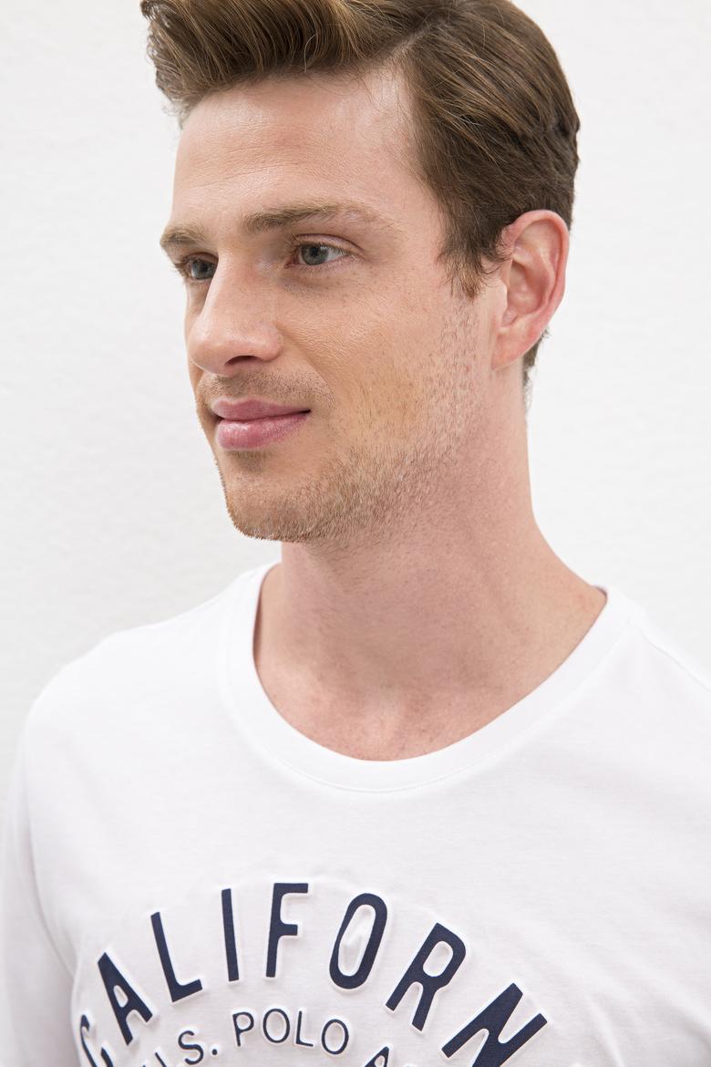 Erkek Beyaz Bisiklet Yaka T-Shirt - 50219173031