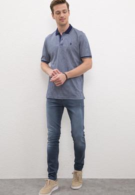 Erkek İndigo Polo Yaka Tişört - 50219209024