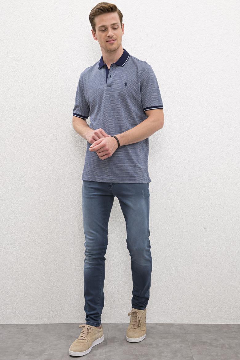 Erkek İndigo Polo Yaka Tişört - 50219209024