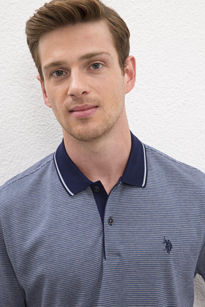 Erkek İndigo Polo Yaka Tişört - 50219209024