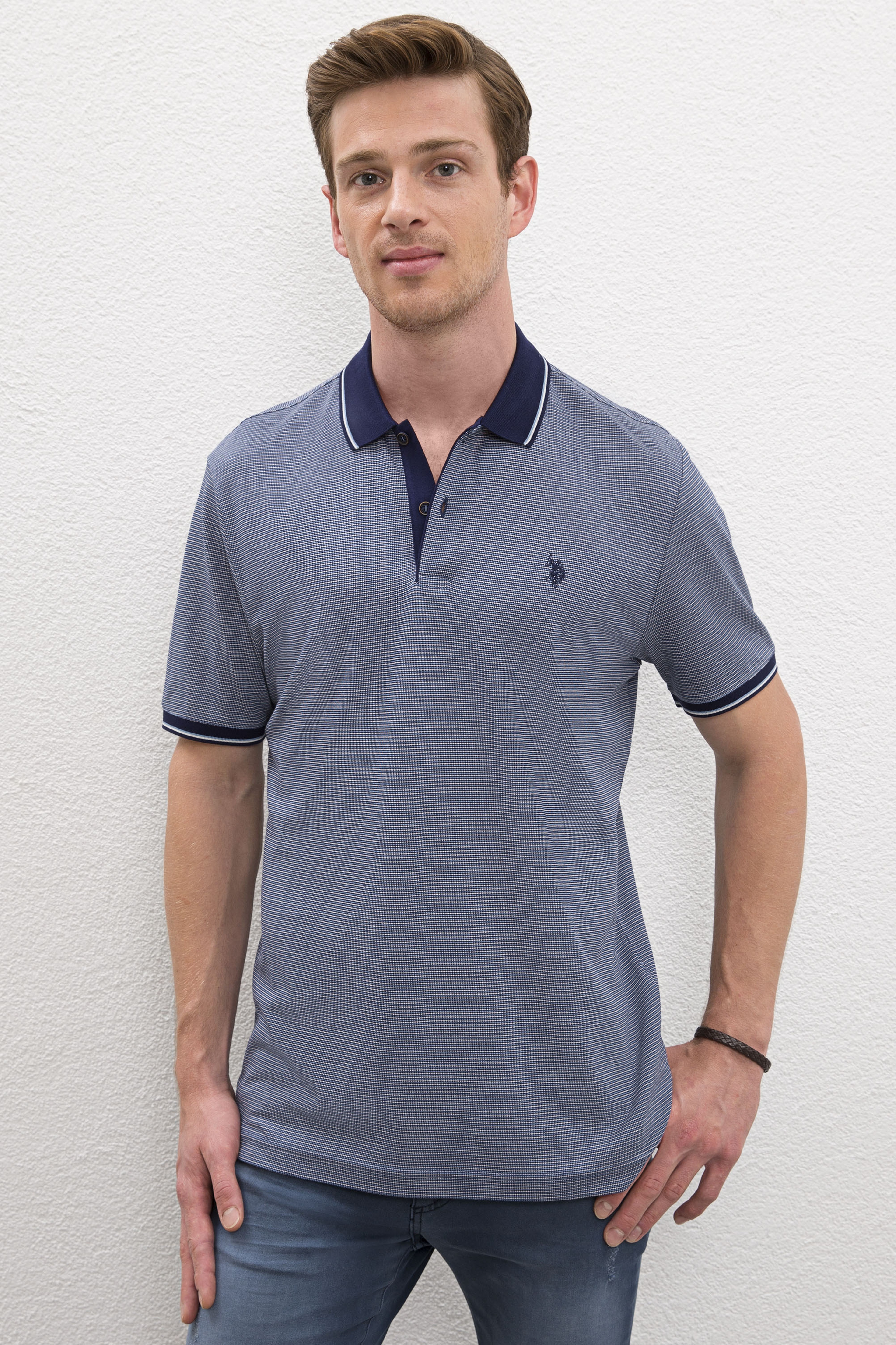 Erkek İndigo Polo Yaka Tişört - Image 1