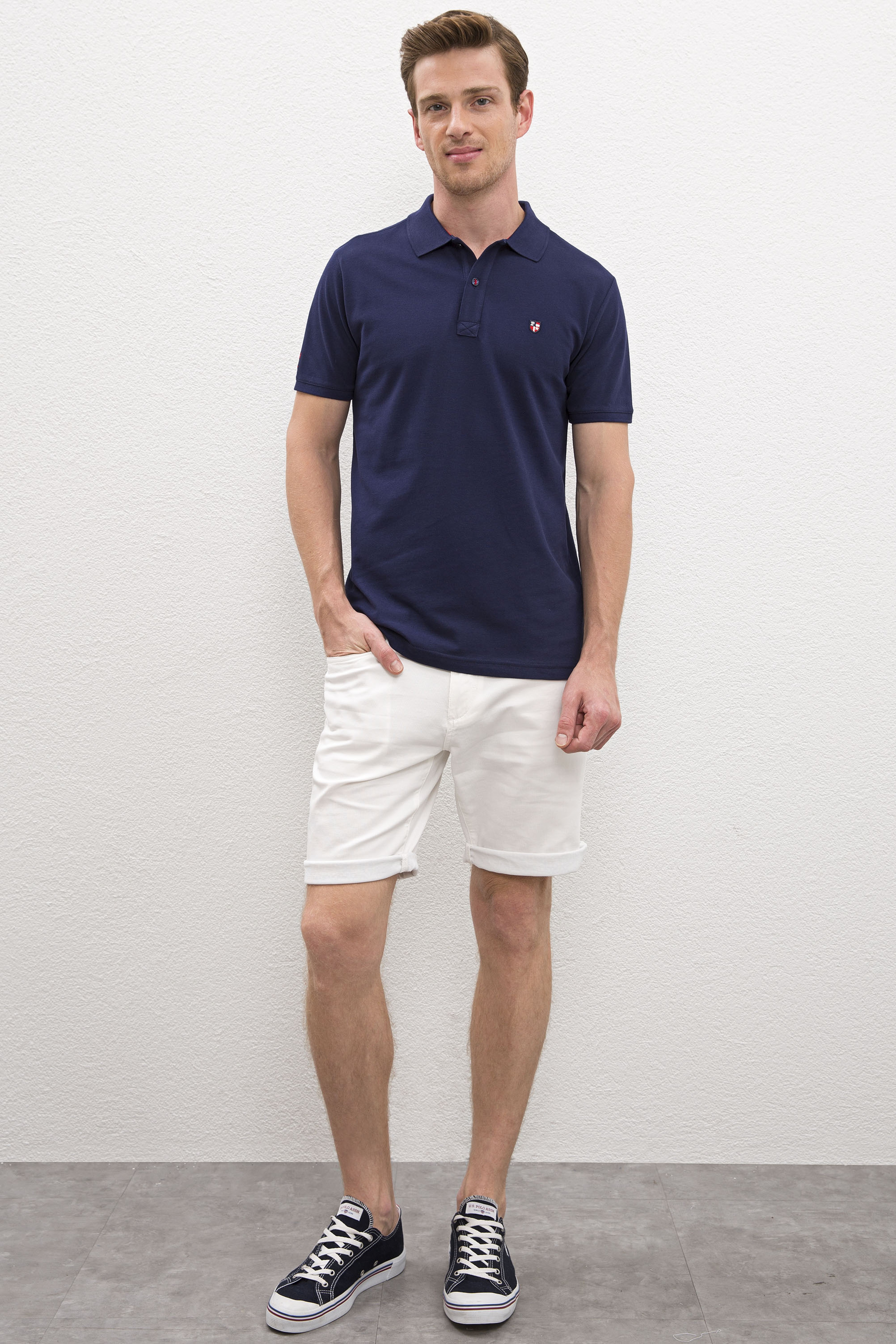 Erkek Lacivert Polo Yaka T-Shirt Basic - Image 4
