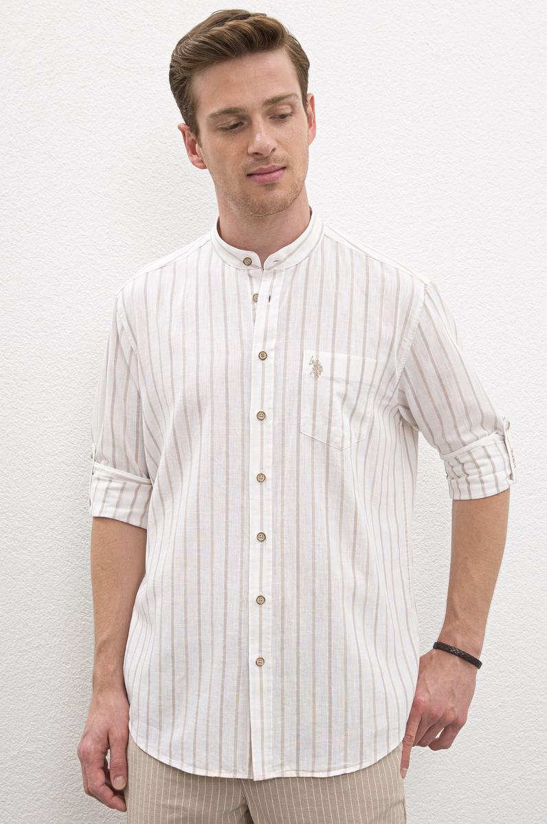 Erkek Kum Uzun Kollu Gömlek