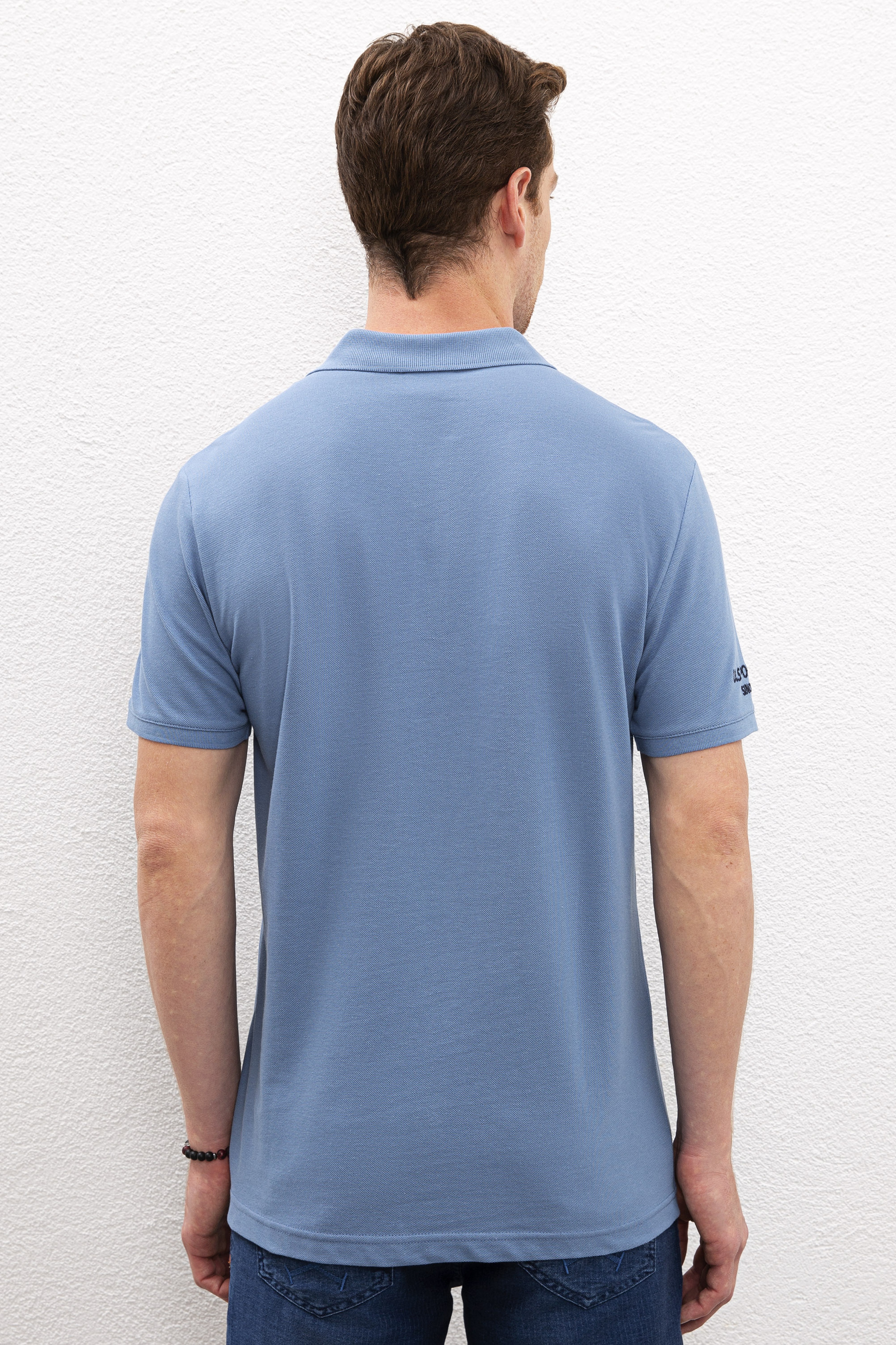 Erkek İndigo Basic Tişört - Image 3