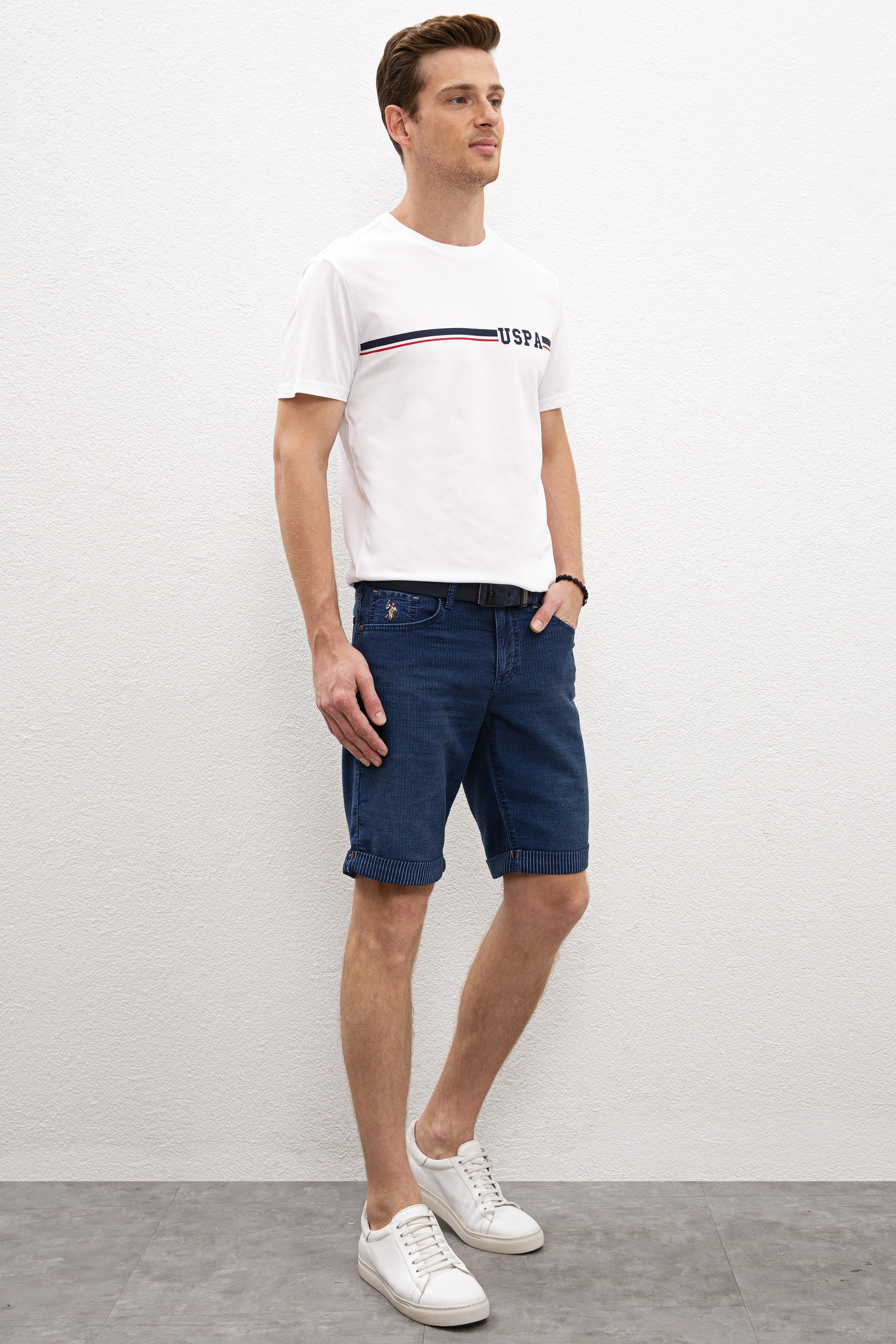 Erkek Mavi Denim Bermuda