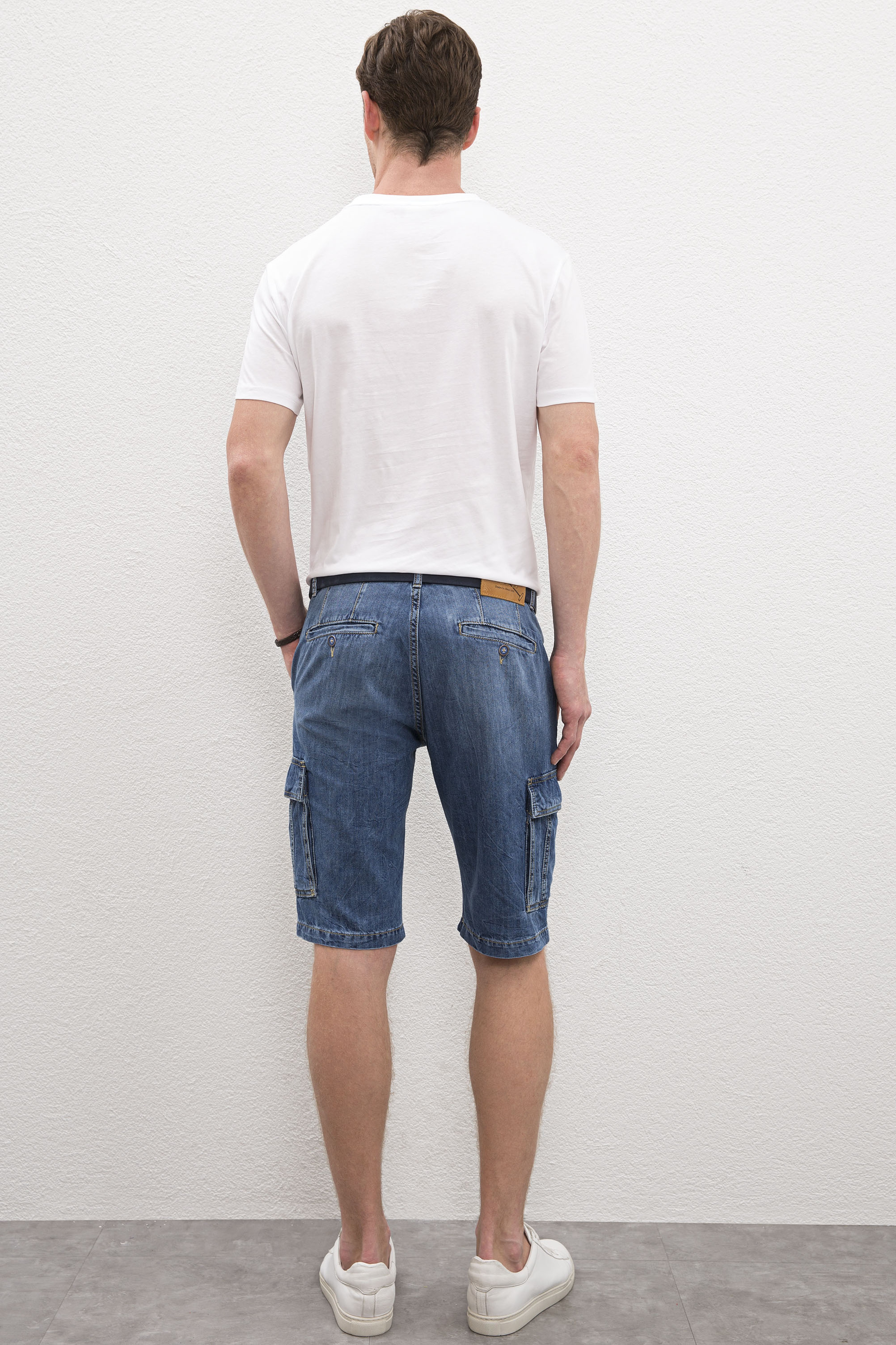 Erkek Mavi Denim Bermuda - Image 3