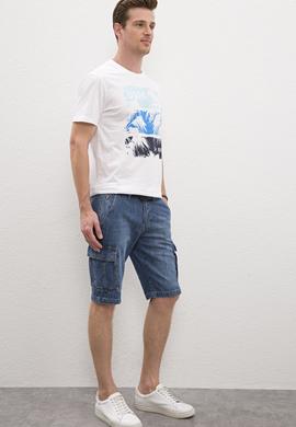 Erkek Mavi Denim Bermuda - 50219106004