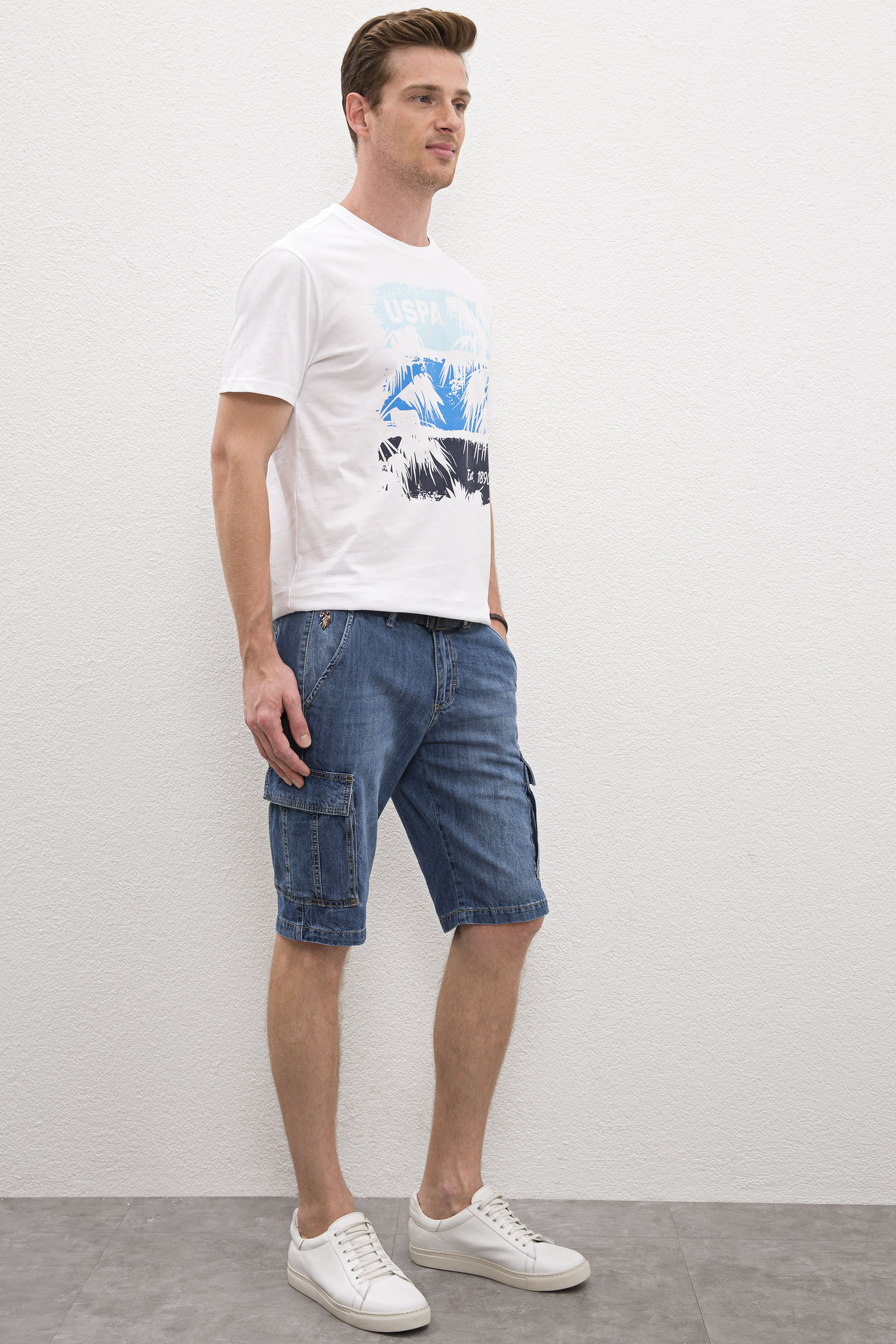 Erkek Mavi Denim Bermuda - Image 2