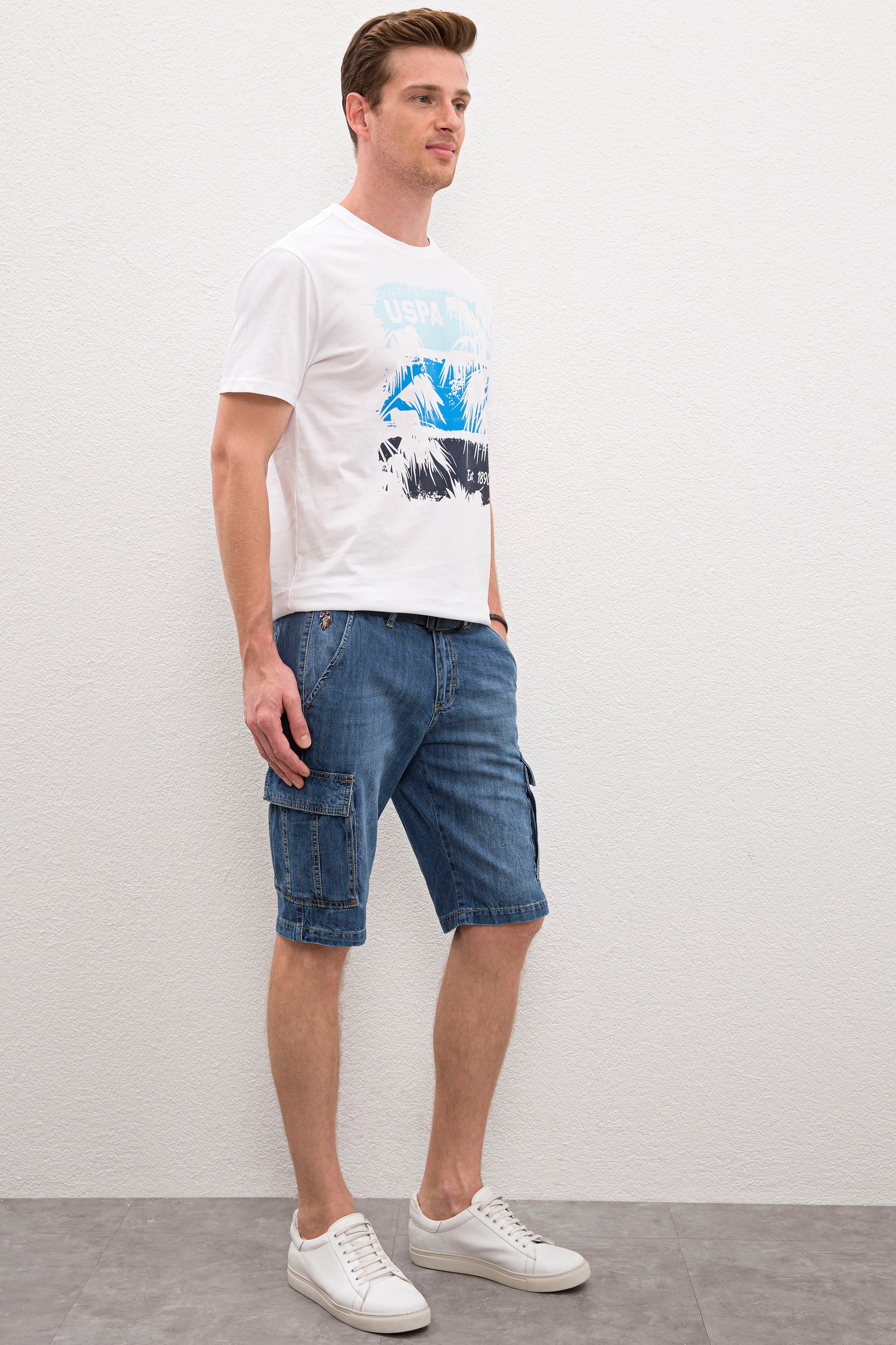 Erkek Mavi Denim Bermuda