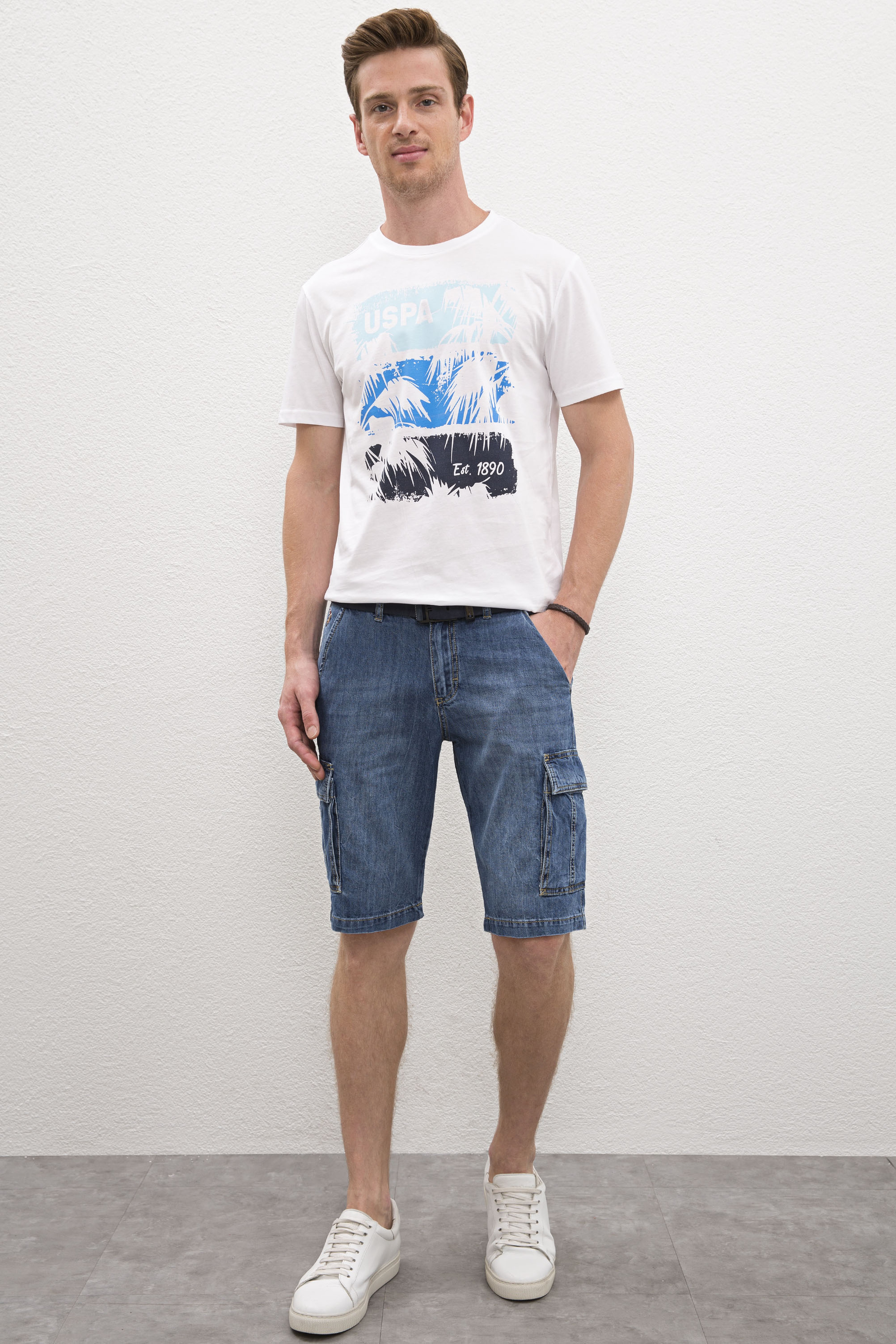 Erkek Mavi Denim Bermuda - Image 1