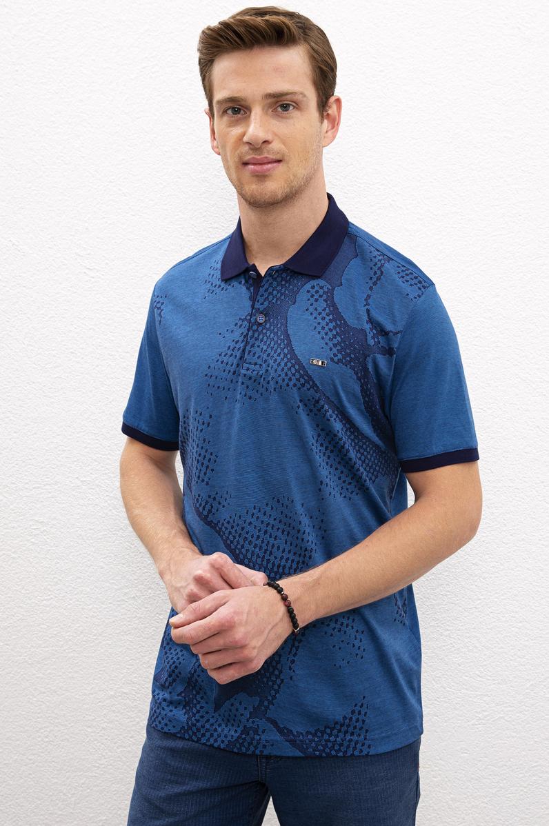 Erkek Kobalt Polo Yaka T-Shirt