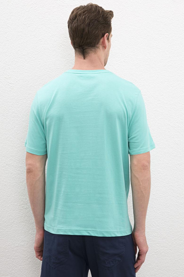 Erkek Mint Bisiklet Yaka Basic Tişört - 50216452008