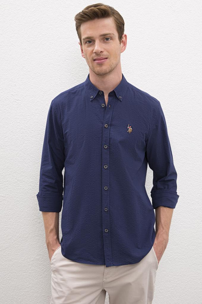 Erkek Lacivert Gömlek Uzunkol