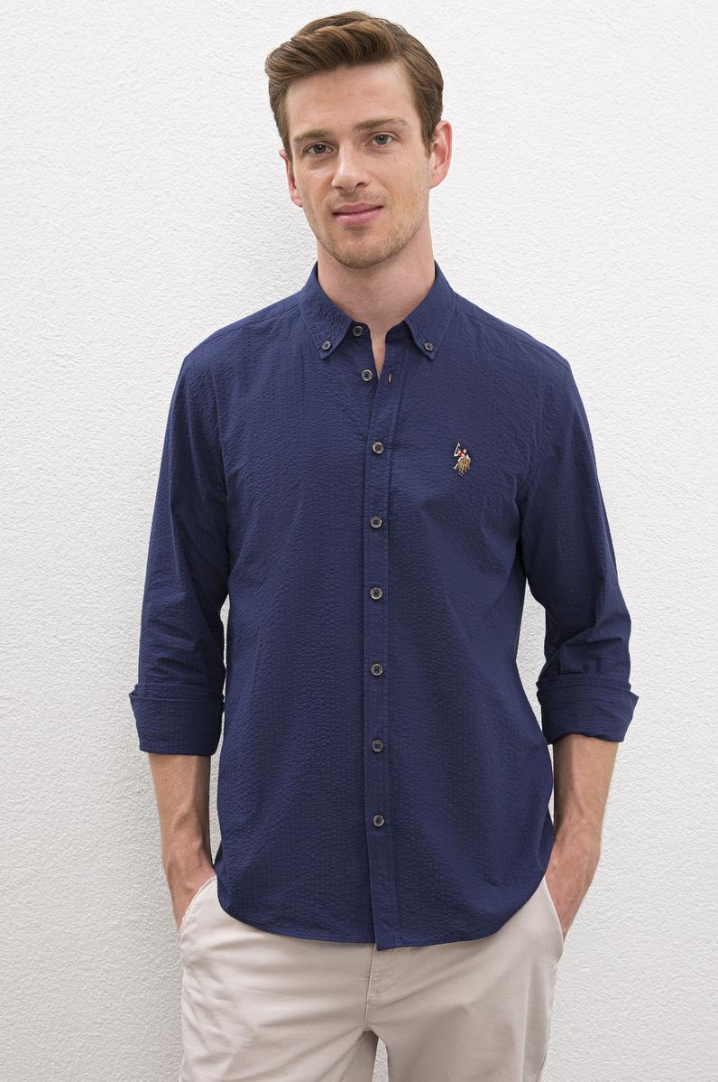 Erkek Lacivert Gömlek Uzunkol