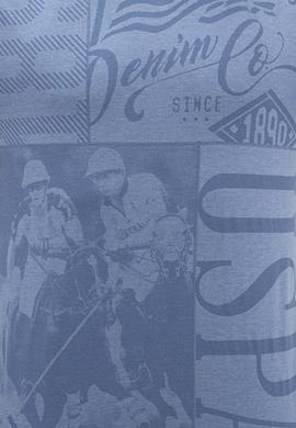 Erkek Açık İndigo Bisiklet Yaka T-Shirt - 50219181043