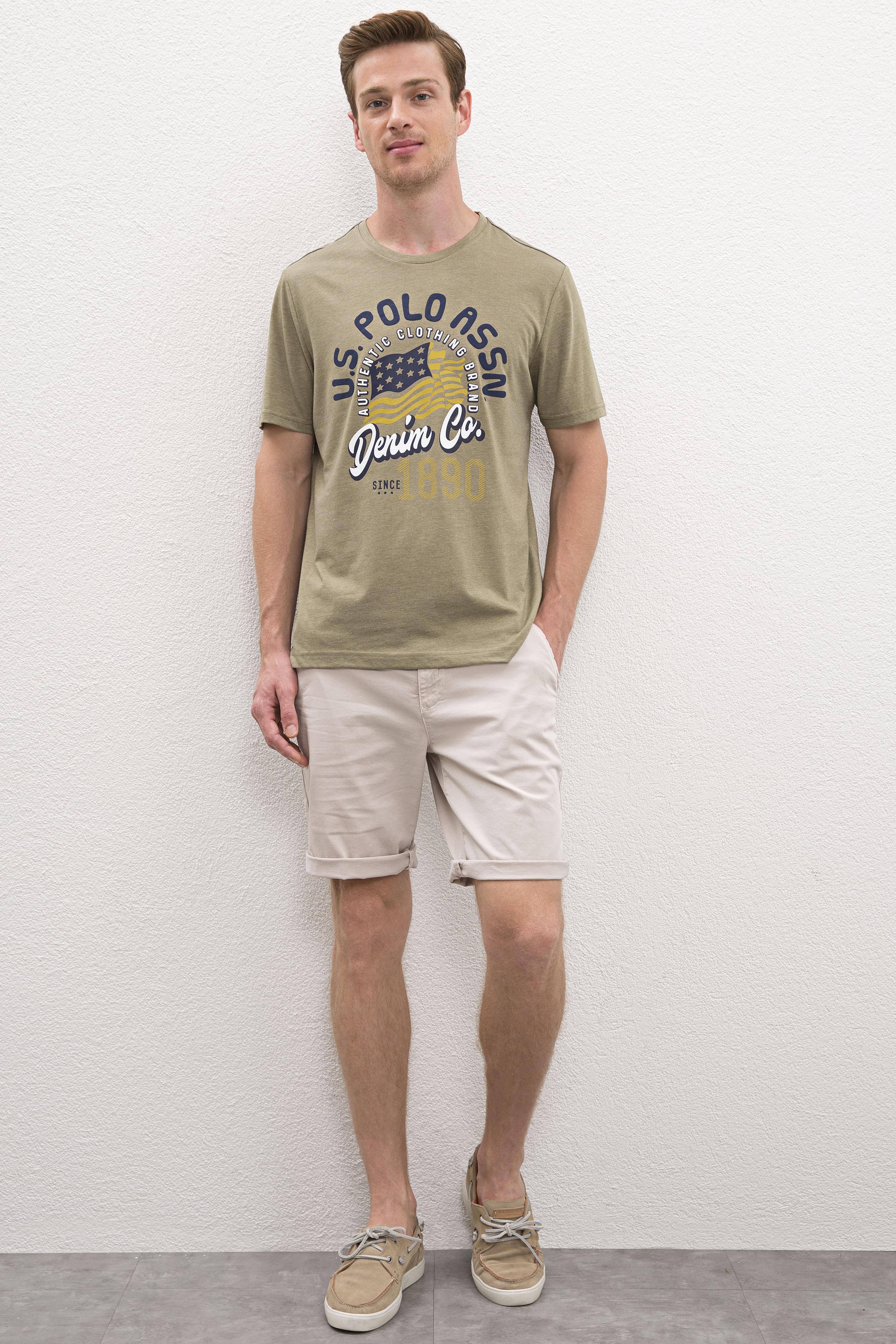 Erkek Haki T-shirt - Image 4