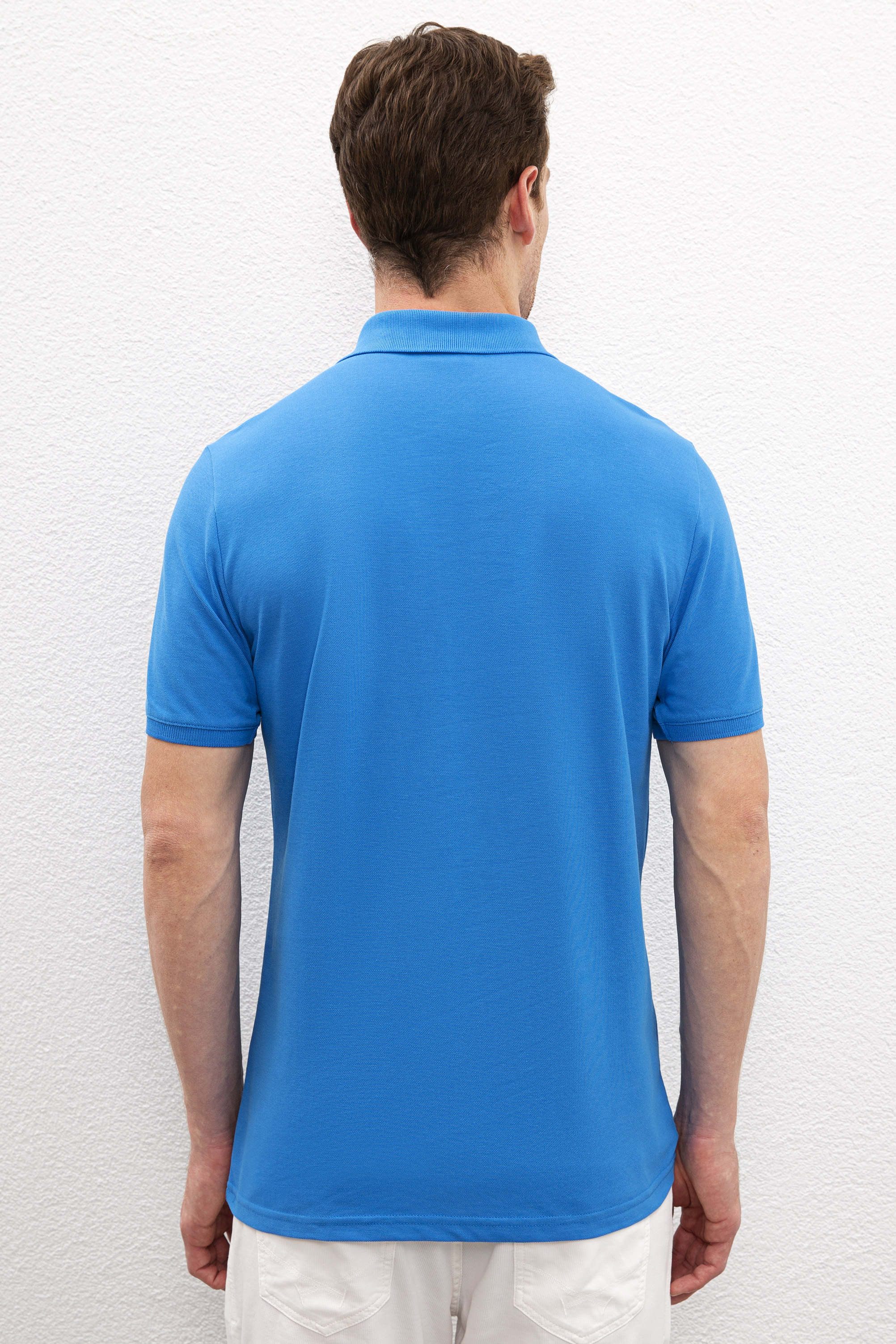 Erkek Kobalt Basic Polo Yaka Tişört - Image 3