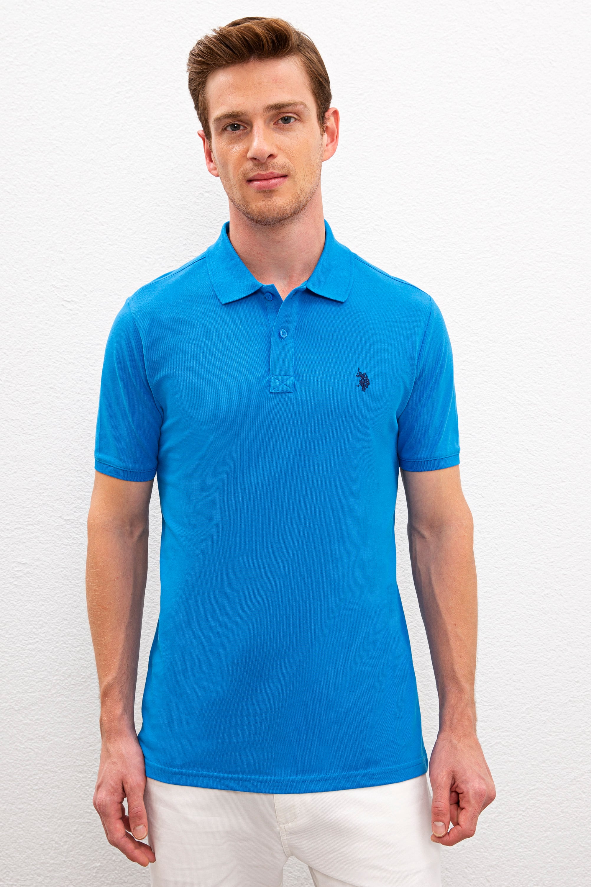 Erkek Kobalt Basic Polo Yaka Tişört