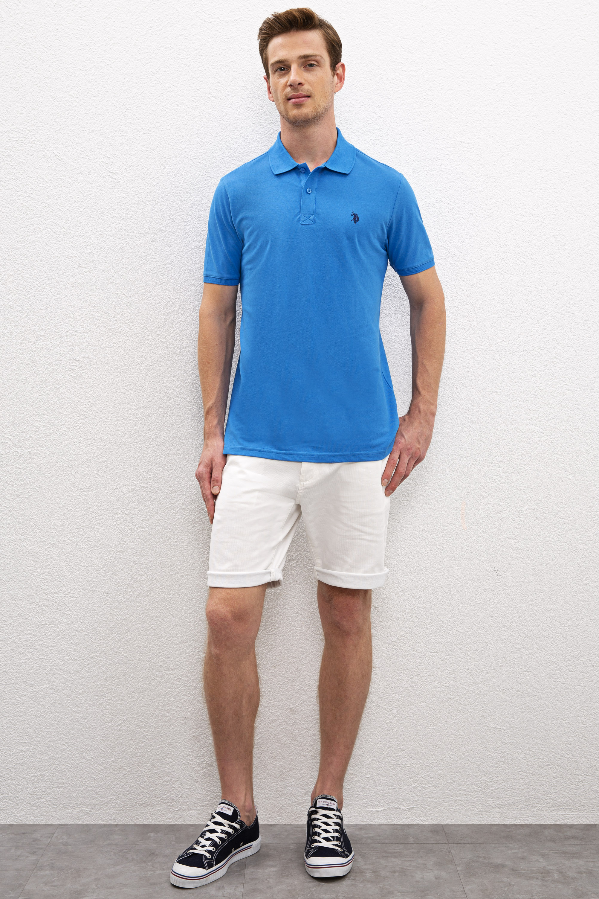Erkek Kobalt Basic Polo Yaka Tişört - Image 5