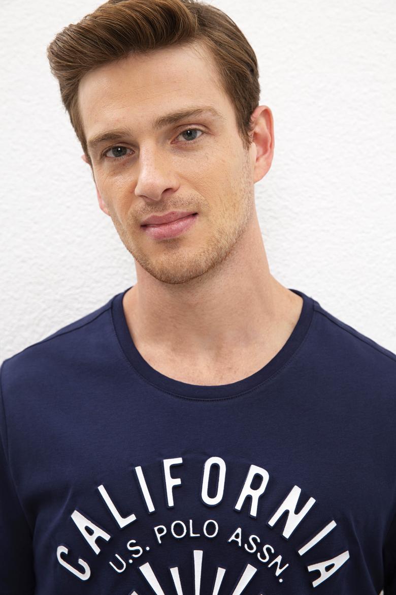 Erkek Lacivert Bisiklet Yaka T-Shirt - 50219173001