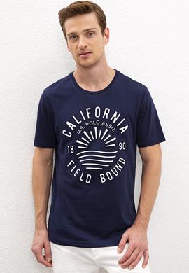 Erkek Lacivert Bisiklet Yaka T-Shirt - 50219173001