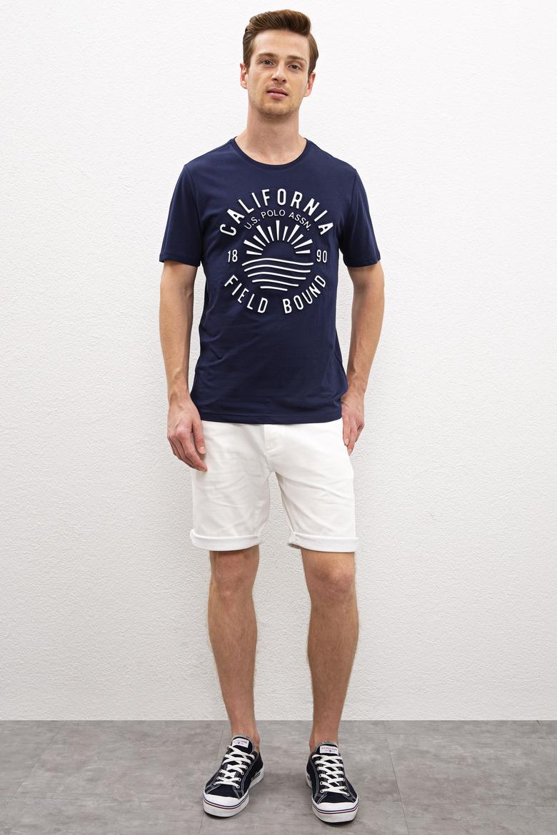 Erkek Lacivert Bisiklet Yaka T-Shirt - 50219173001