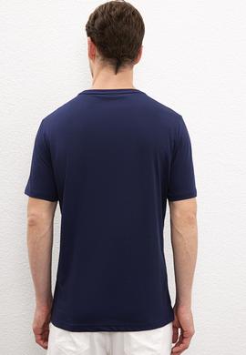 Erkek Lacivert Bisiklet Yaka T-Shirt - 50219173001