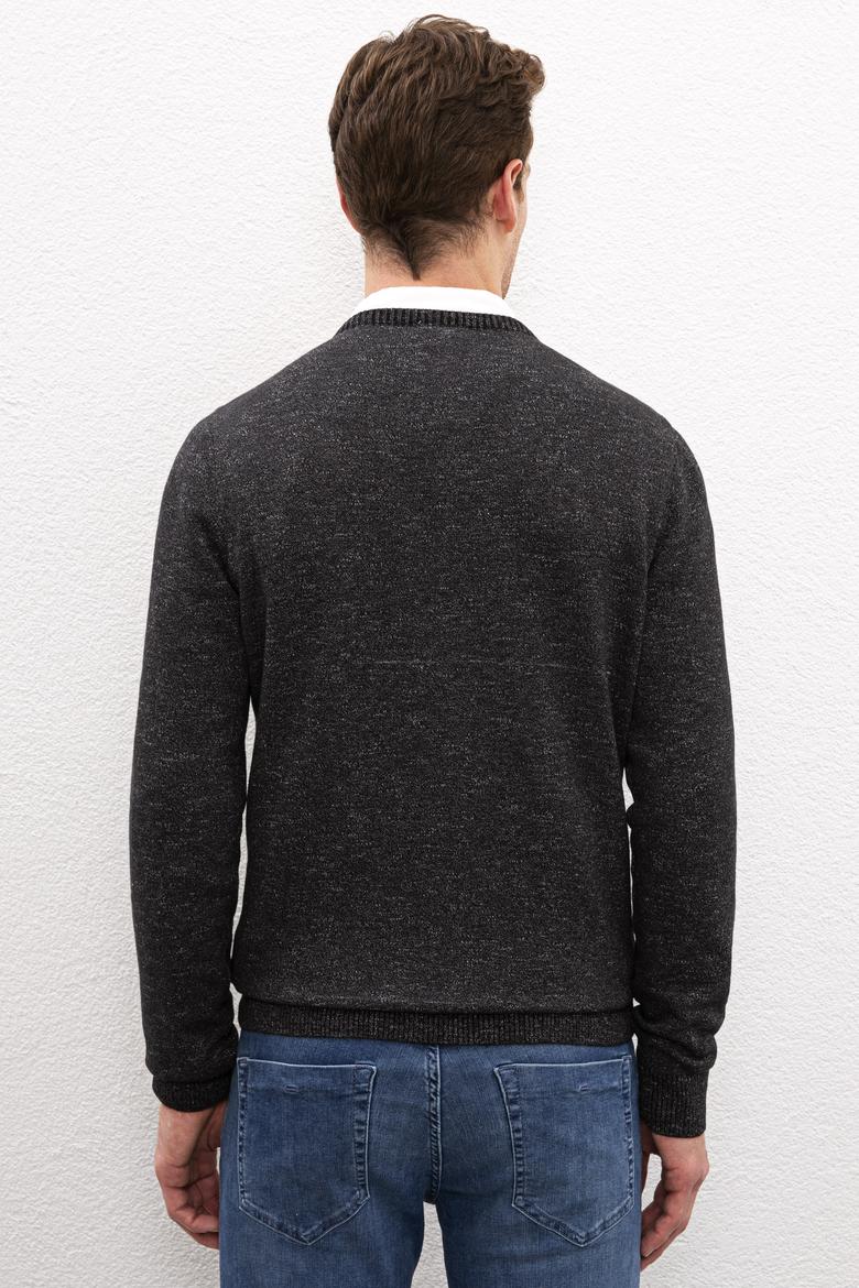 Erkek Siyah V-Yaka Triko Kazak - 50223888050