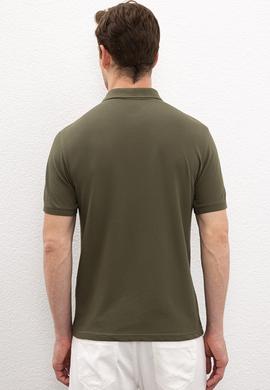 Erkek Koyu Haki Basic Polo Yaka Tişört - 50217612292