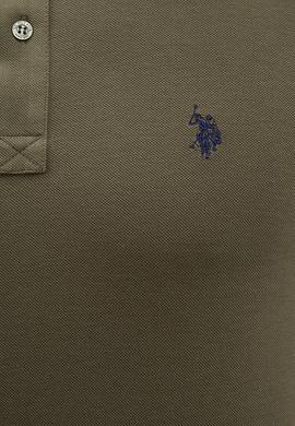 Erkek Koyu Haki Basic Polo Yaka Tişört - 50217612292