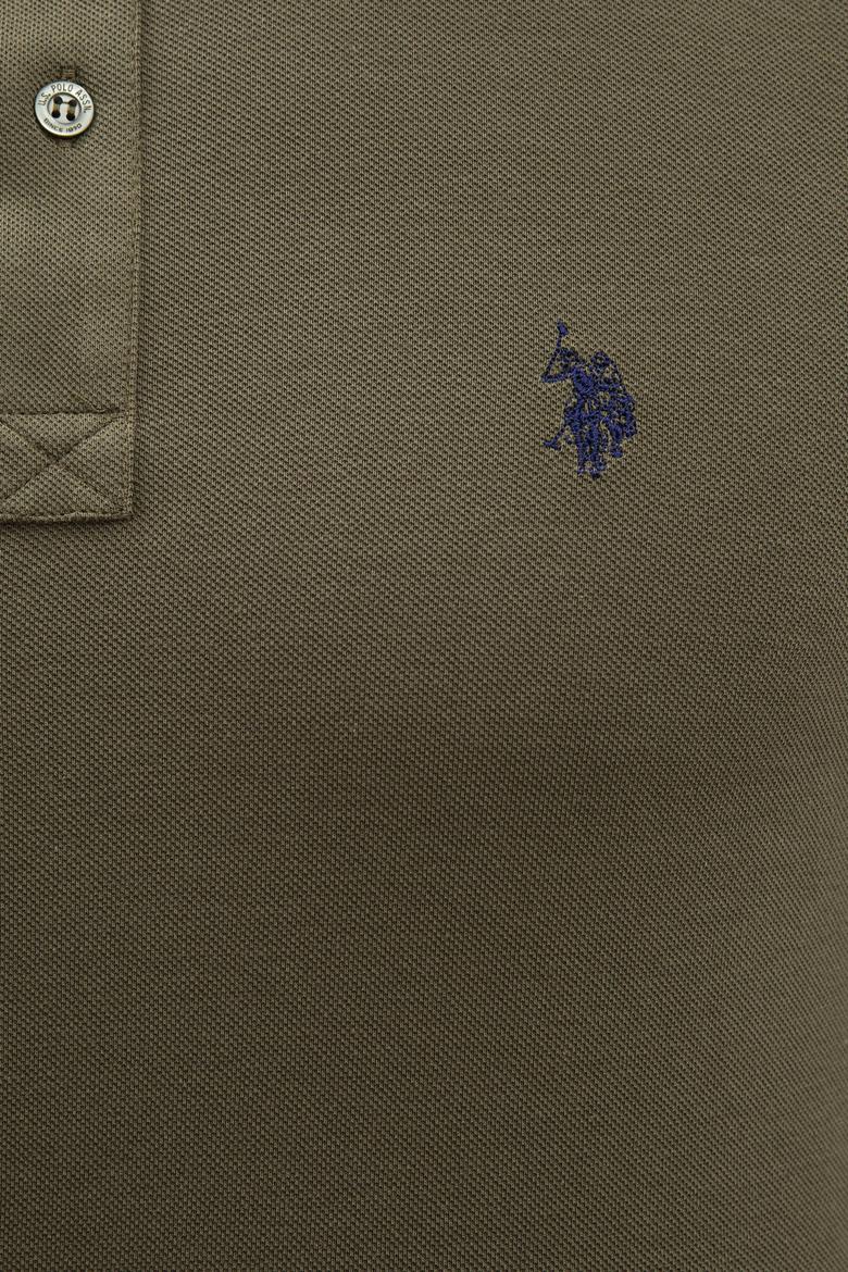 Erkek Koyu Haki Basic Polo Yaka Tişört - 50217612292