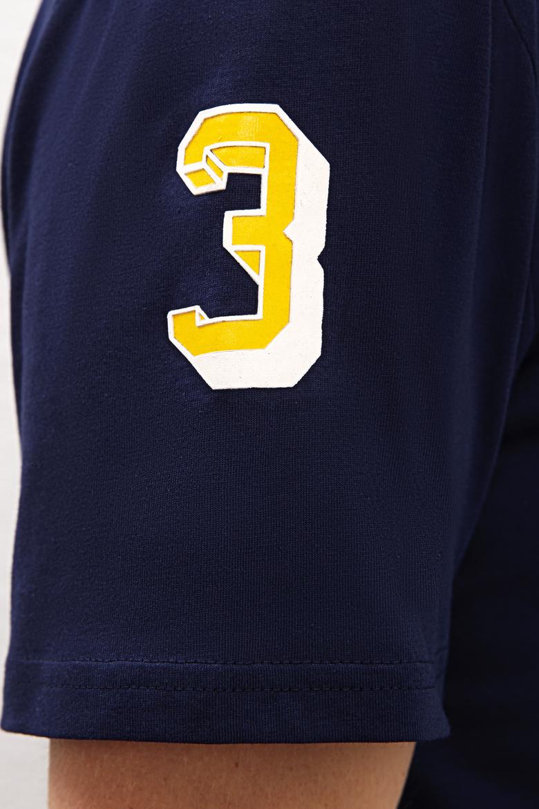 Erkek Lacivert Bisiklet Yaka T-Shirt - 50220548009