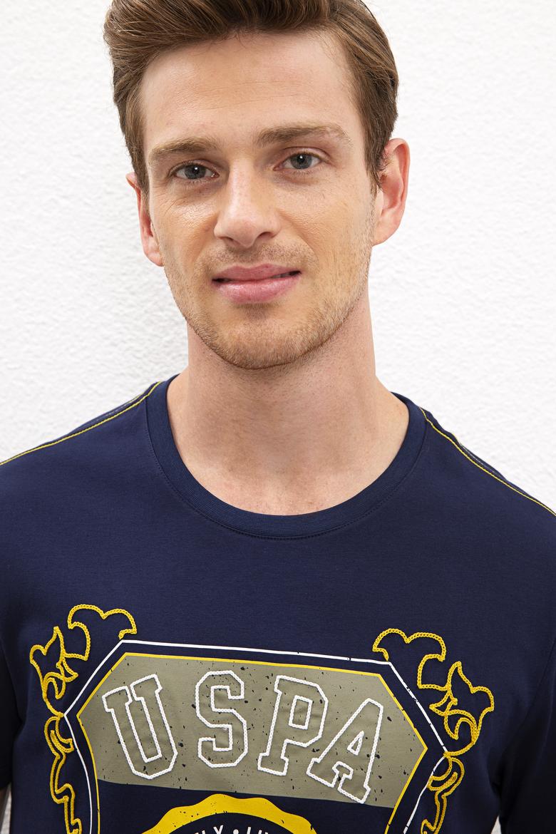 Erkek Lacivert Bisiklet Yaka T-Shirt - 50220548009