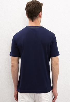 Erkek Lacivert Bisiklet Yaka T-Shirt - 50220548009