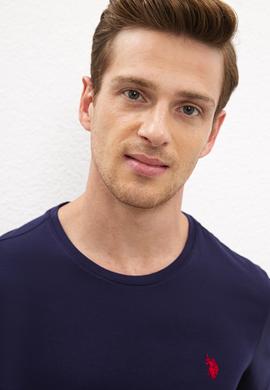 Erkek Lacivert Bisiklet Yaka T-Shirt Basic - 50222609012