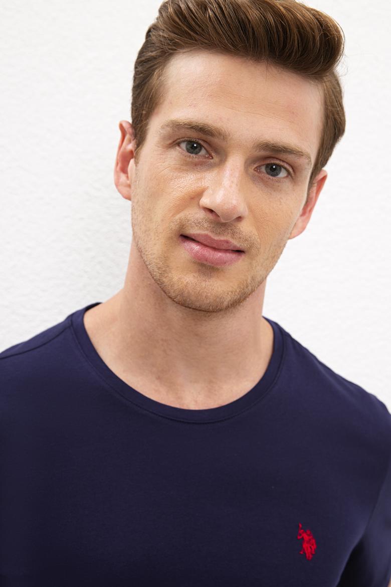 Erkek Lacivert Bisiklet Yaka T-Shirt Basic - 50222609012