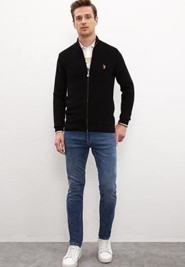 Erkek Siyah Basic Triko Hırka - 50224884012