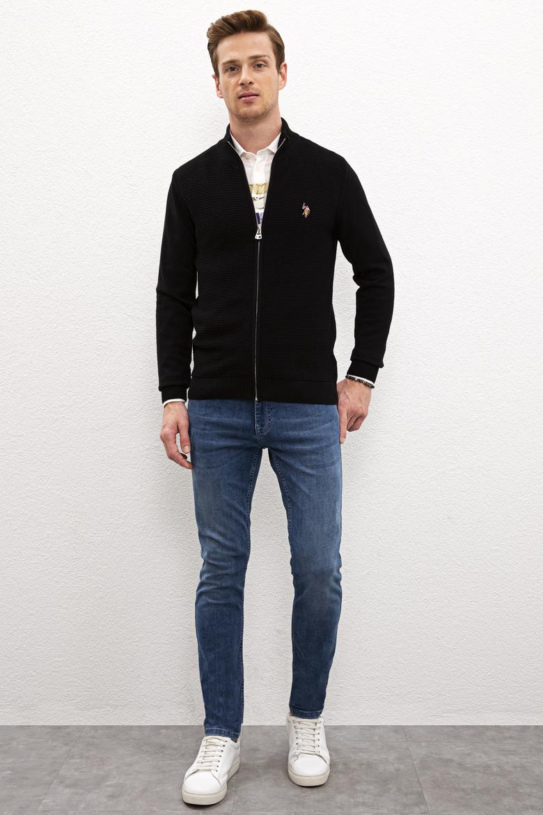 Erkek Siyah Basic Triko Hırka - 50224884012