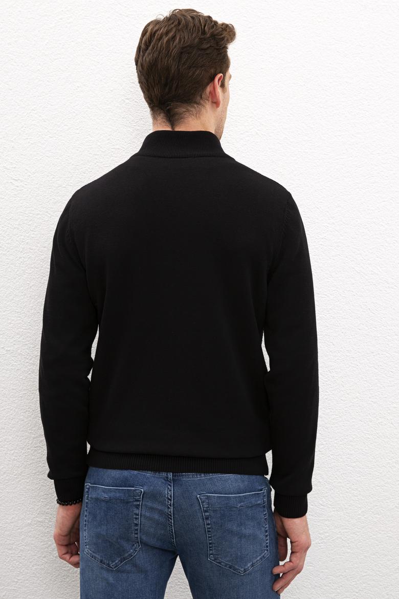 Erkek Siyah Basic Triko Hırka - 50224884012