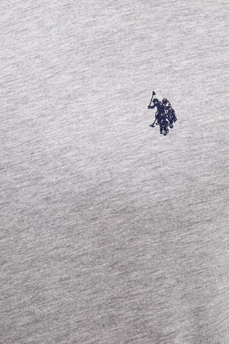 Erkek Gri Melanj Bisiklet Yaka T-Shirt Basic - 50222609032