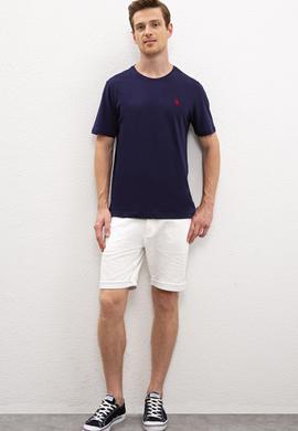 Erkek Lacivert Bisiklet Yaka T-Shirt Basic - 50222609012