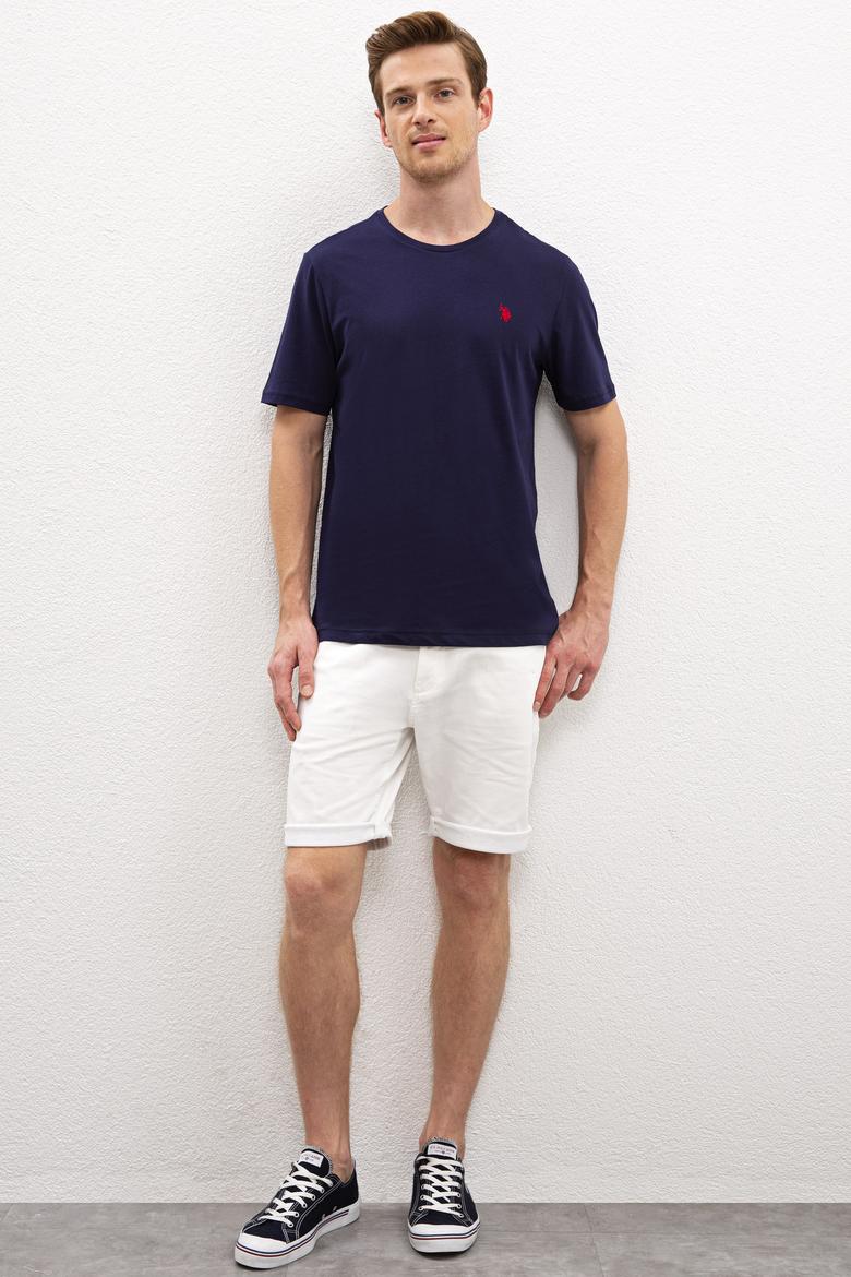 Erkek Lacivert Bisiklet Yaka T-Shirt Basic - 50222609012