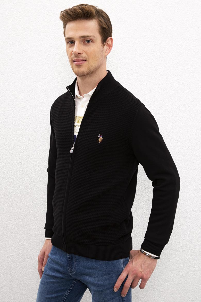 Erkek Siyah Basic Triko Hırka - 50224884012