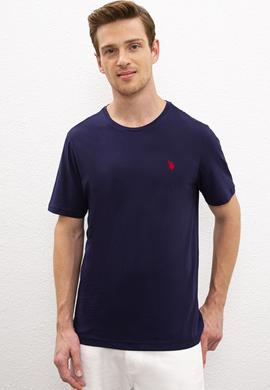 Erkek Lacivert Bisiklet Yaka T-Shirt Basic - 50222609012