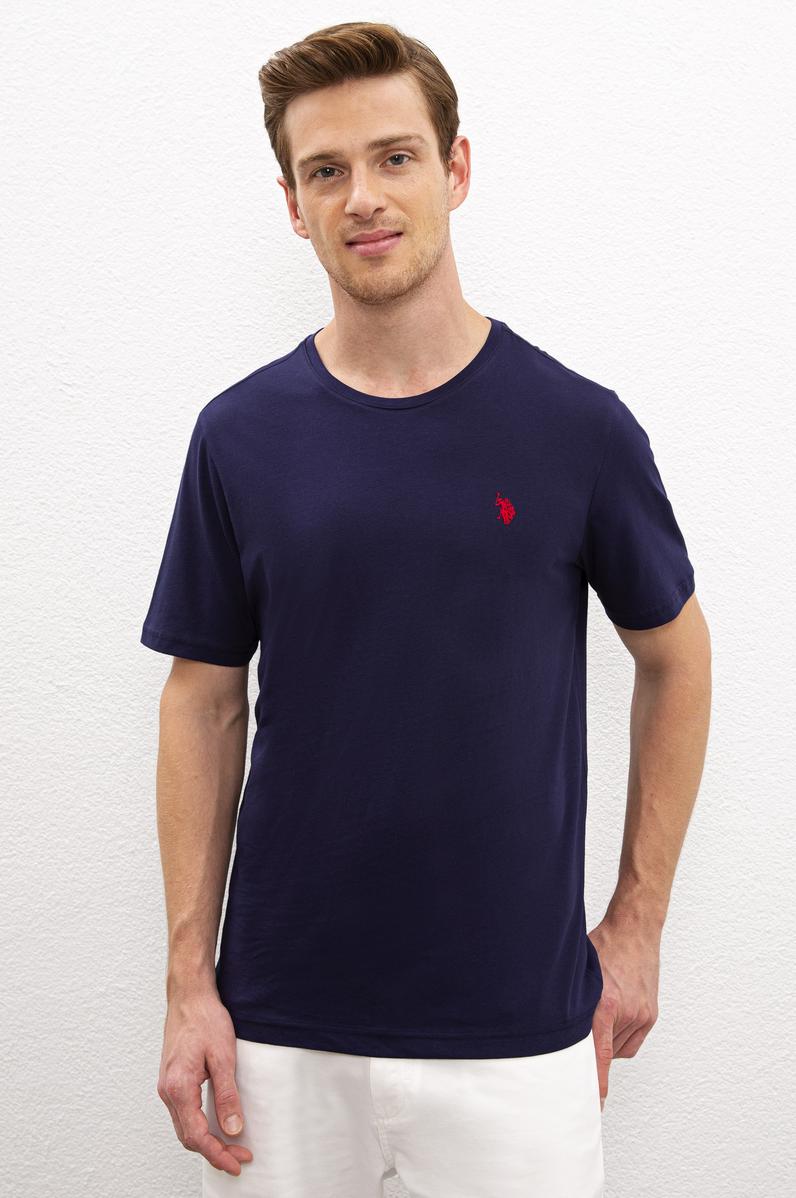 Erkek Lacivert Bisiklet Yaka T-Shirt Basic