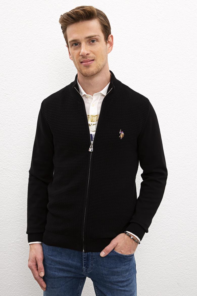 Erkek Siyah Basic Triko Hırka