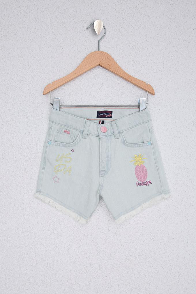 Kız Çocuk Açık Mavi Jean Şort