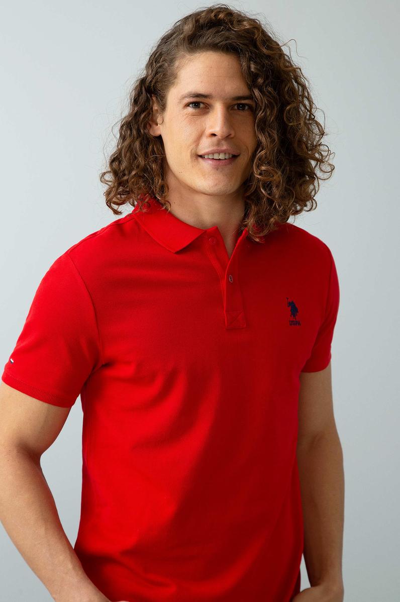 Erkek Kırmızı Basic Polo Yaka Tişört