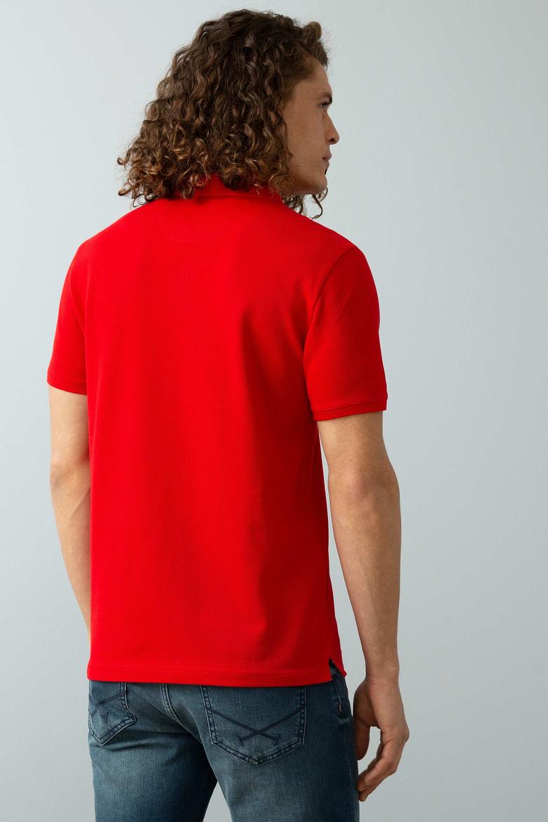 Erkek Kırmızı Basic Polo Yaka Tişört - 50199819242