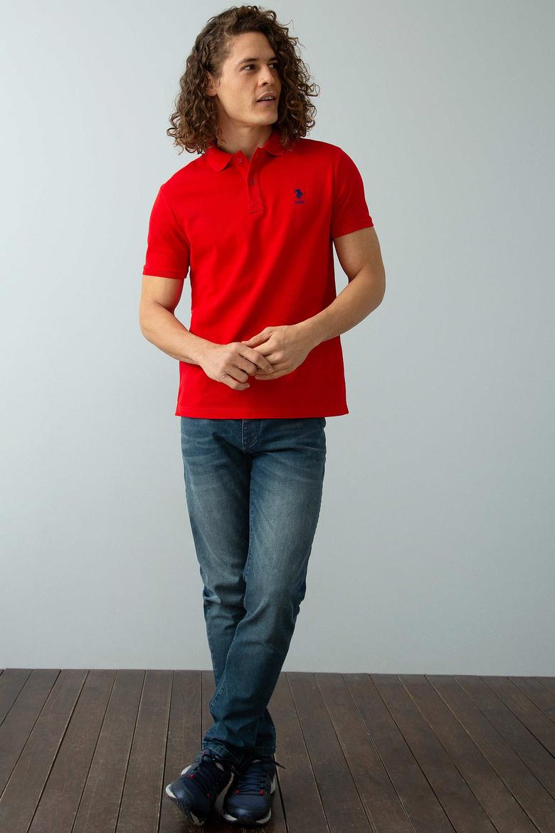 Erkek Kırmızı Basic Polo Yaka Tişört - 50199819242